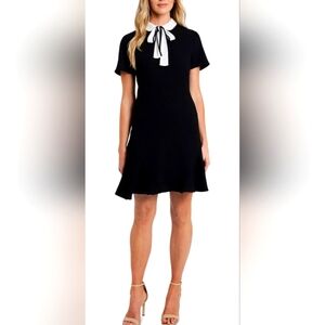 ✨️CeCe Black A- Line Dress with White Bow Tie Collar from Macy's